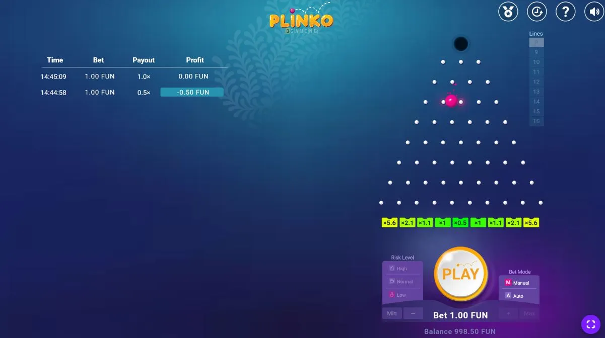 Trin-for-trin teknisk gennemgang af en Plinko-runde
